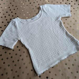 LUC-CE White Textured Short Sleeve Top